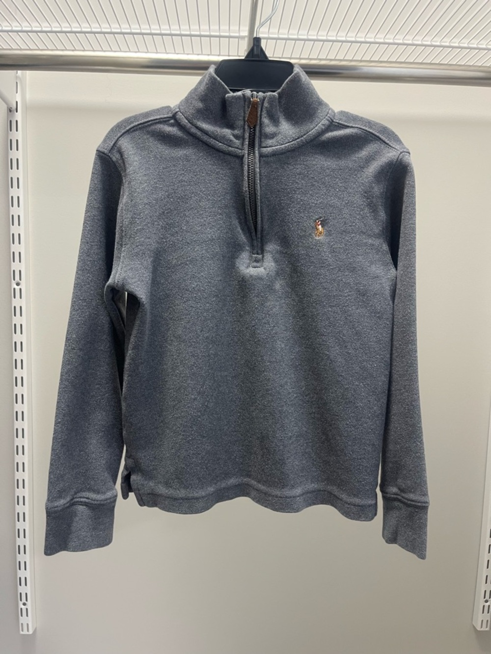 Ralph Lauren Boy’s Quarter-Zip Pullover Sweater - Heather Gray - Picture 1 of 11